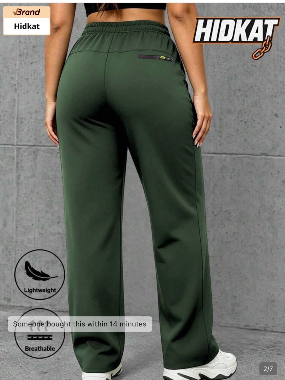 SHEIN Dark Olive Wide-Leg Track Pants with Elastic Waist